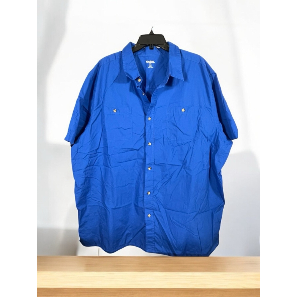 Men's Kingsize Shirt, 3XL, Bright Royal Blue button down short sleeve
